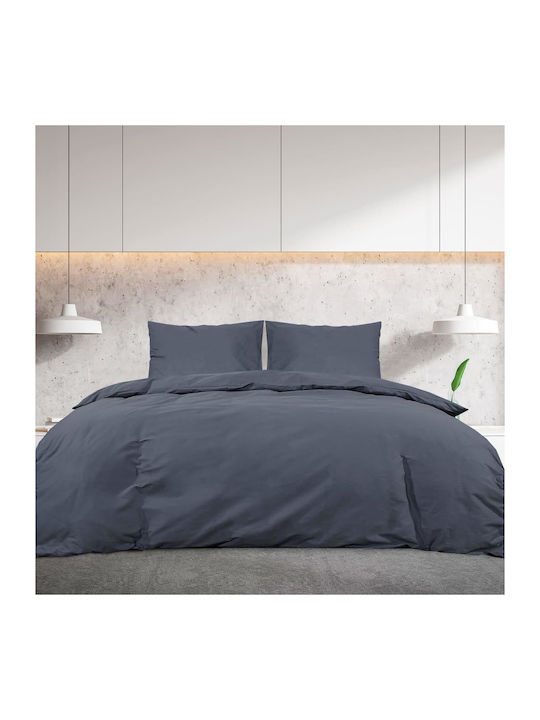 vidaXL Bettbezug-Set Doppelbett mit 2 Kissenbezügen 200x200 Charcoal