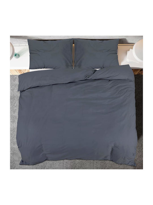 vidaXL Duvet Cover Set Single with Pillowcase 140x200 Charcoal