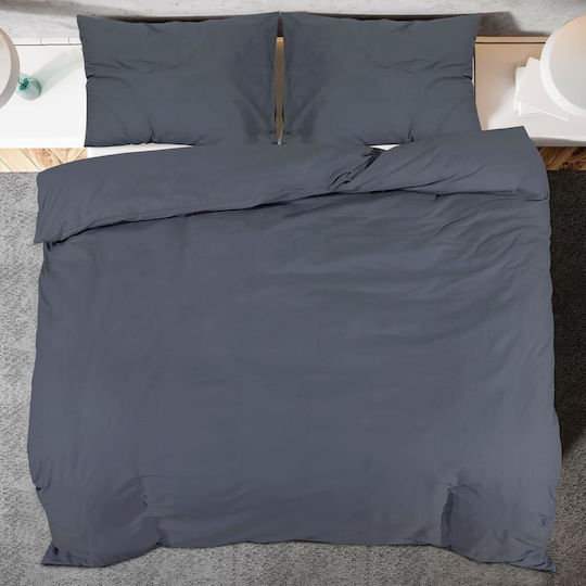 vidaXL Duvet Cover Set Single with Pillowcase 140x200 Charcoal
