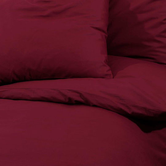 vidaXL Set Duvet Cover 240x220cm Queen with 2 Burgundy Pillowcases