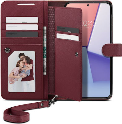 Spigen Wallet S Plus Synthetisches Leder Burgundisch (Galaxy S23+) ACS05678