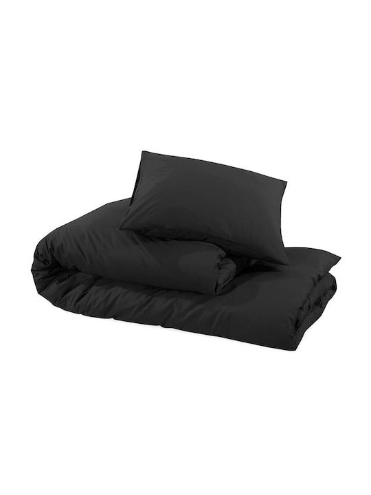 vidaXL Duvet Cover Set Single with Pillowcase 155x220 Black Velvet-Black Metal