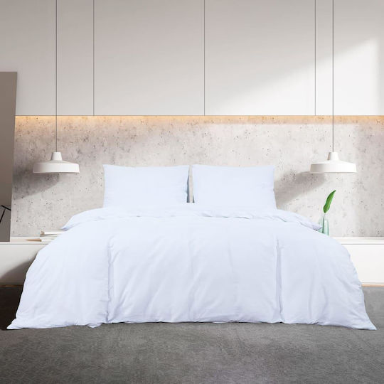 vidaXL Set Duvet Cover 135x200cm Single with Pillowcase White
