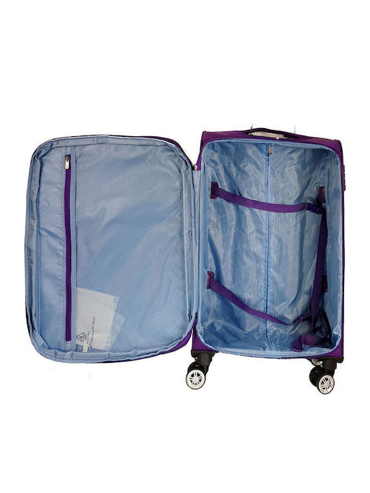 Diplomat Set Colecția Atlanta Valize De Călătorie Din Material Textil Violet Cu Înălțime Maximă 78 Cm Cu 4 Roți Set 3 Bucăți