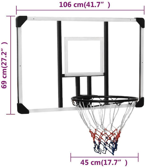 vidaXL Baschet Hoop cu Backboard 106 x 69buc