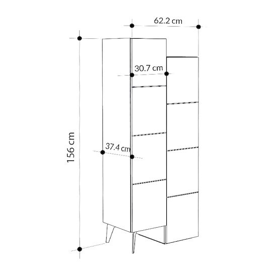 Megapap Cabinet de baie L62.2xA37.4xÎ156cm Melamină Bej