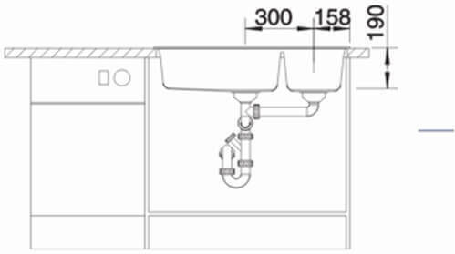 Blanco Metra 9 525936 Drop-In Мивка Ляв от Синтетичен Гранит Ш86xД50см Черно