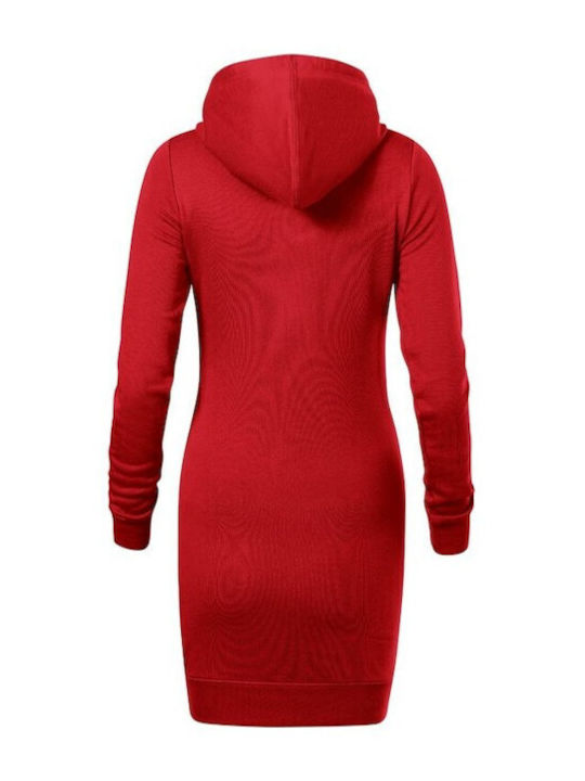 Malfini Mini Φόρεμα με Κουκούλα Κόκκινο