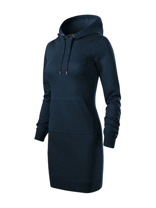 Mini Athletic Dress Long Sleeve with Hood Navy Blue