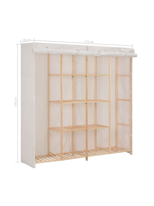 vidaXL Fabric Wardrobe with Shelves in White Color 170x40x173cm