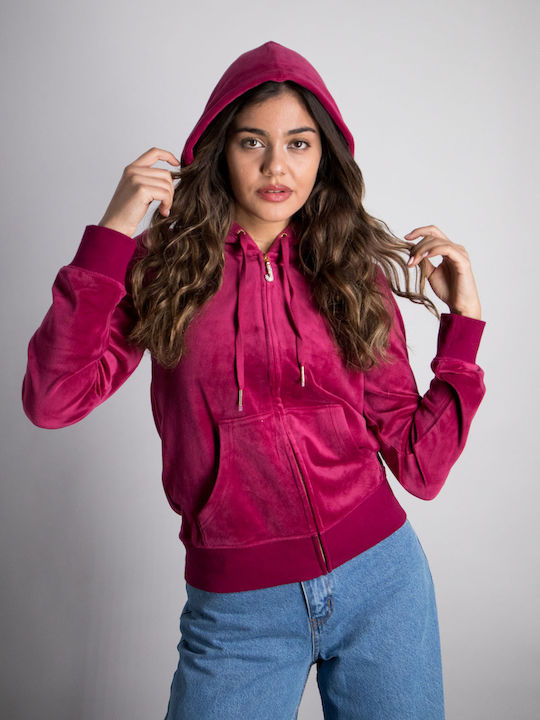 Jachetă hanorac pentru femei Catifea Fuchsia