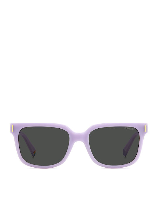 Polaroid Unisex Sunglasses with Purple Plastic Frame and Gray Polarized Lens PLD6191/S 789/M9