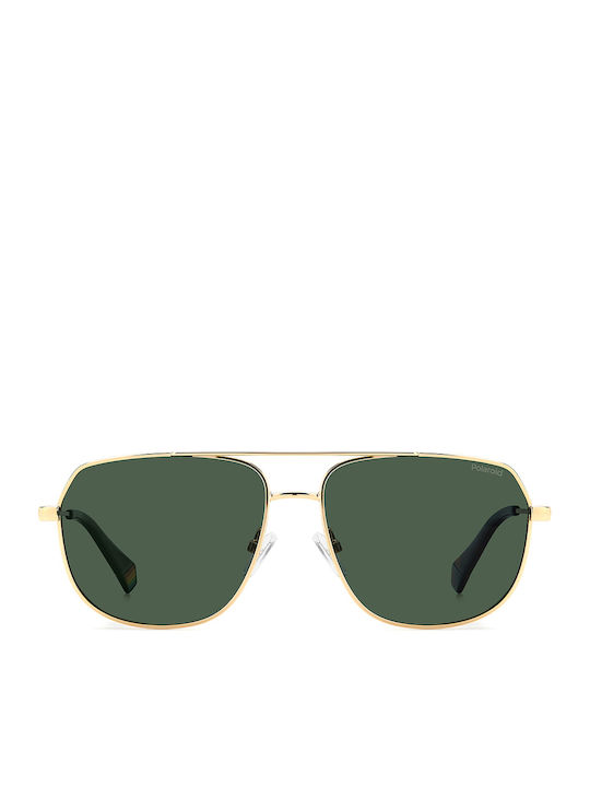 Polaroid Men's Sunglasses with Gold Metal Frame and Green Polarized Lens PLD6195/S/X J5G/UC