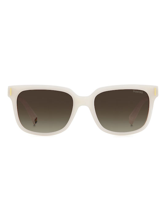 Polaroid Sunglasses with White Plastic Frame and Brown Gradient Polarized Lens PLD6191/S VK6/LA