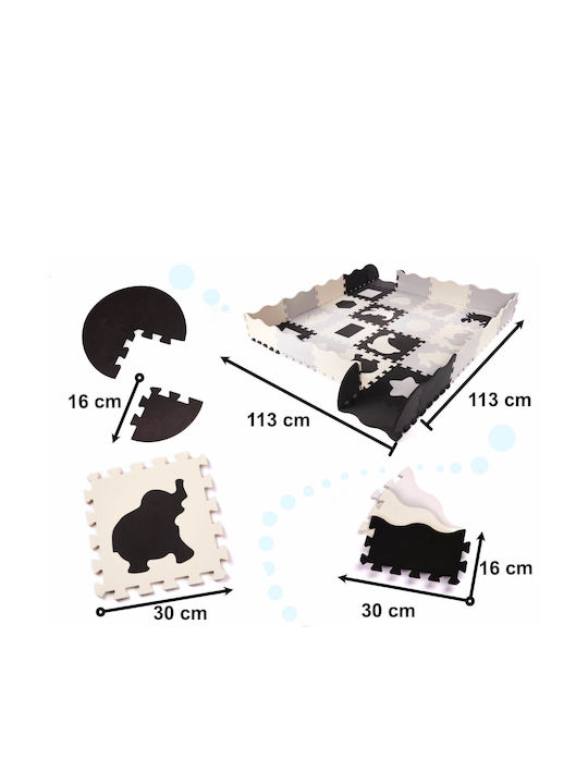 Loco Interactive Floor Puzzle with Animals Grey-Black 36pcs
