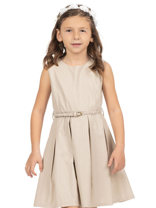 Children's Dress Sleeveless Polka Dot Gold