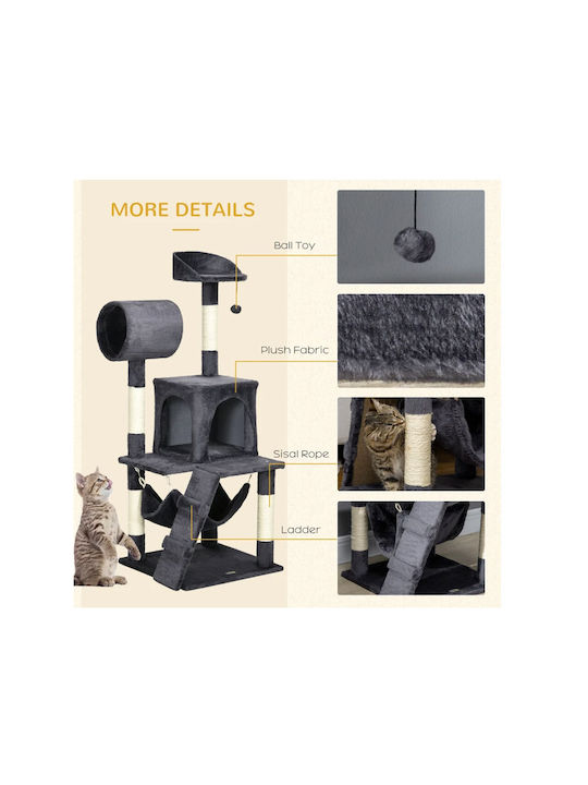 Pawhut Scratching Post Cat Trees Gray 4 levels 48x48x125cm