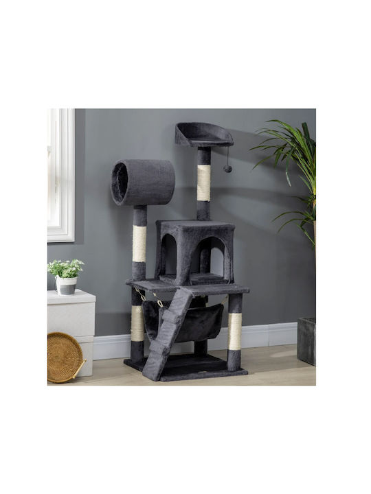 Pawhut Scratching Post Cat Trees Gray 4 levels 48x48x125cm