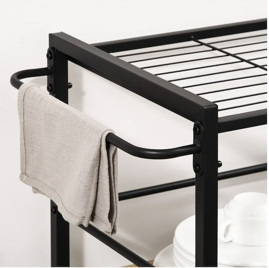 HomCom HomCom Metallisches Küchenwagen Mit 3 Ebenen Schwarz 72x40x86cm