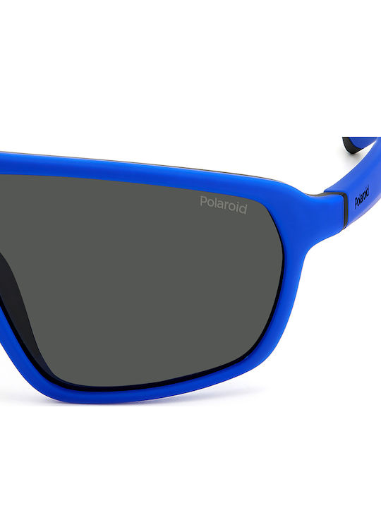 Polaroid Men's Sunglasses with Blue Horn-Rimmed Frame and Grey Polarized Lenses PLD2142/S DOF/M9