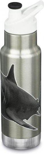 Klean Kanteen Mr. Shark Kids Water Bottle Thermos Unicorn Stainless Steel with Straw Non Spill Silver 350ml