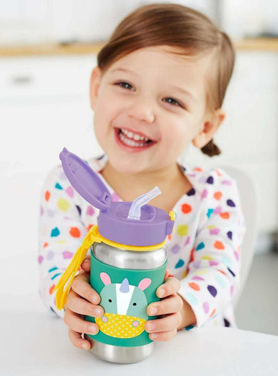 Skip Hop Kids Water Bottle Unicorn Stainless Steel with Straw Turquoise 350ml