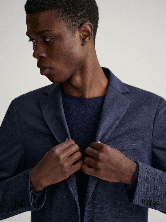 Winter Men’s Suit Jacket with Slim Fit Navy Blue