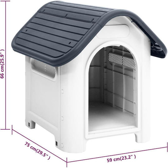 vidaXL Dog House Plastic Outdoor Gray 59x75x66cm