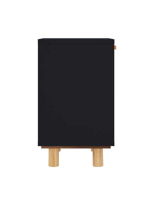 Κομοδίνα Ξύλινα Μαύρα 2τμχ 40x30x50cm