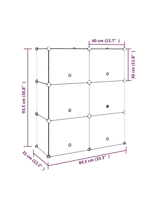 Plastic Shoe Organizer with 6 Shelves Black 84.5x31x93.5cm
