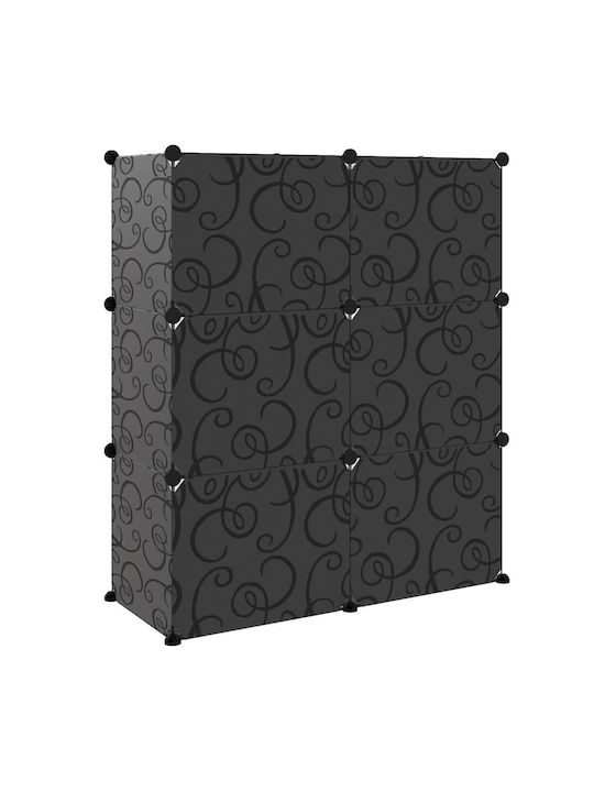 Plastic Shoe Organizer with 6 Shelves Black 84.5x31x93.5cm