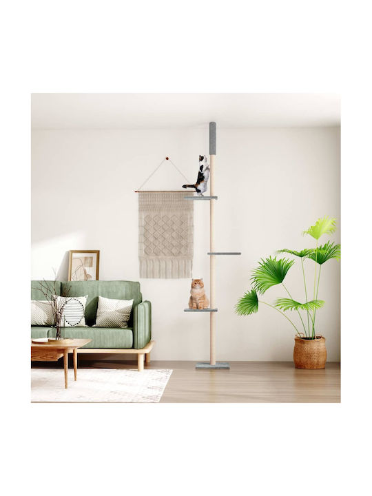 vidaXL Scratching Post Cat Trees Gray Ceiling 4 levels 48x35x267.5cm