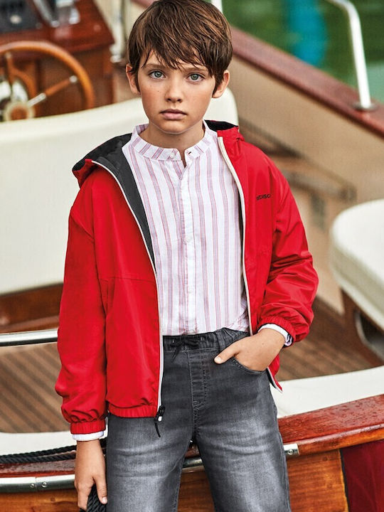Kids' Casual Jacket Short Double Sided with Hood Red