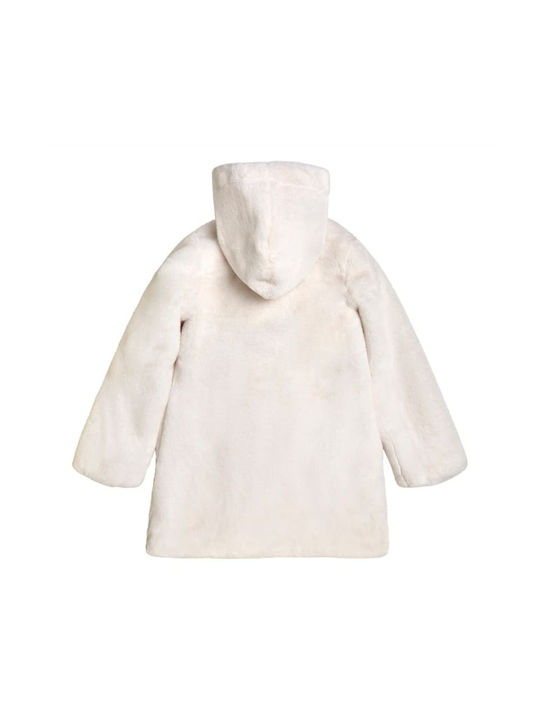 Guess Kids Fur Long Hooded White