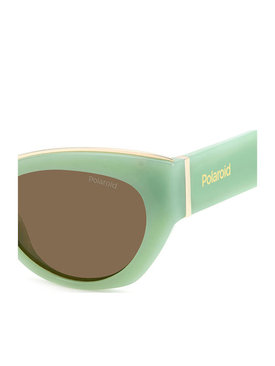 Polaroid Women's Sunglasses with Green Plastic Frame and Brown Polarized Lens PLD6199/S/X 1ED/SP