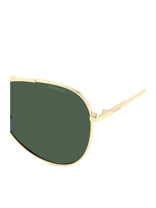 Polaroid Unisex Sonnenbrille mit Gold Metall Gestell und Grün Polarisiert Linse PLD6200/S/X J5G/UC