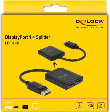 DeLock Konverter DisplayPort männlich zu DisplayPort 2x weiblich Schwarz (87768)