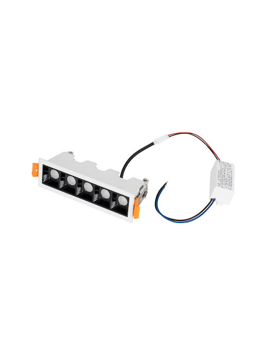 GloboStar Luminar Superior Rechteckig Metallisch Einbau Spot mit integriertem LED und Natürliches Weißes Licht Weiß 14.8x4.3cm. 1Stück