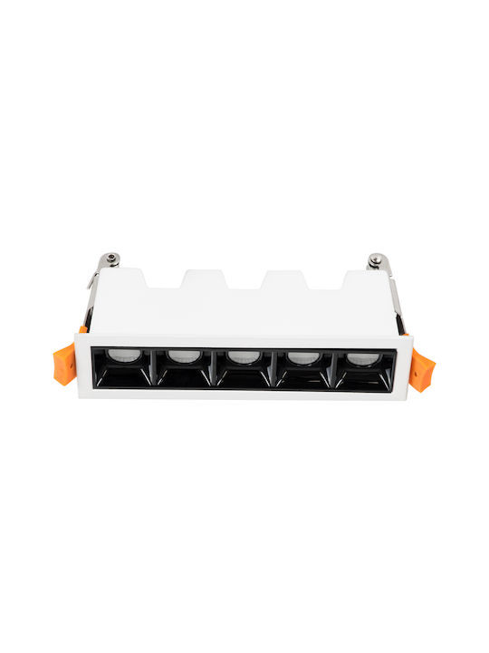 GloboStar Luminar Superior Rechteckig Metallisch Einbau Spot mit integriertem LED und Natürliches Weißes Licht Weiß 14.8x4.3cm. 1Stück