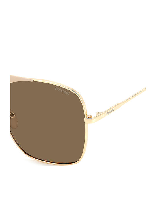 Polaroid Unisex Sunglasses with Gold Metal Frame and Brown Polarized Lens PLD6201/S/X YYH/SP
