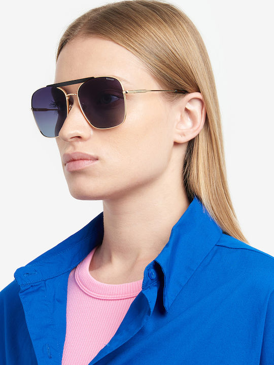 Polaroid Unisex Sunglasses with Gold Metal Frame and Brown Polarized Lens PLD6201/S/X YYH/SP