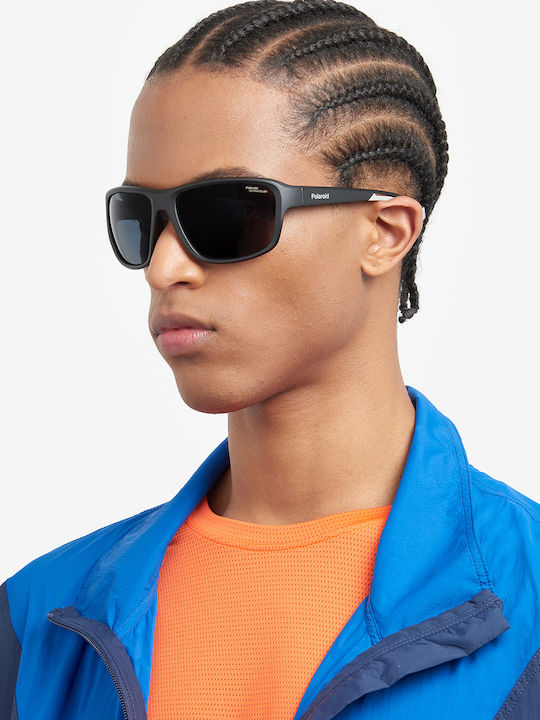 Polaroid Unisex Sunglasses with Black Plastic Frame and Black Polarized Lens PLD7049/S 003/E3