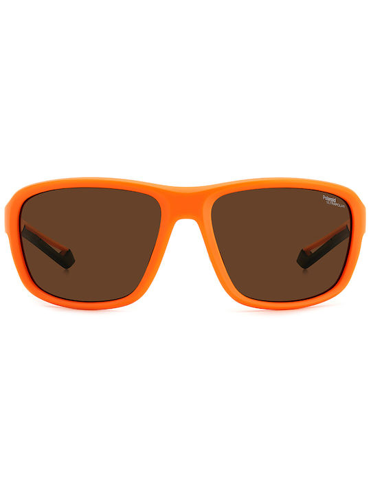 Polaroid Unisex Sonnenbrille mit Orange Kunststoff Gestell und Braun Polarisiert Linse PLD7049/S 2M5/47