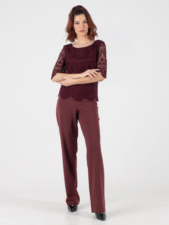 FOREL WOMEN'S BURGUNDY LACE TOP 515037