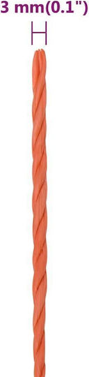 vidaXL Rope with Diameter 3mm and Length 500m Orange Work Rope 3mm 500m made of Polypropylene