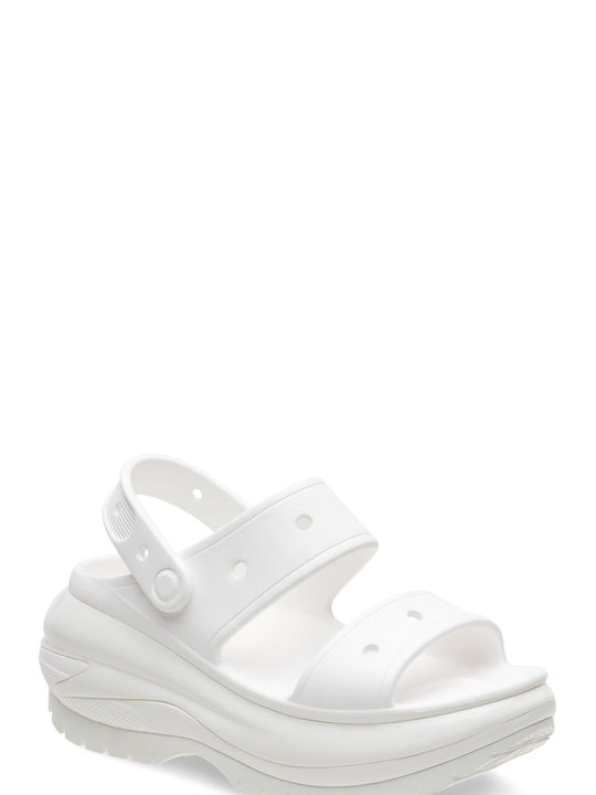 Crocs Classic Mega Crush Platforme dama Albe