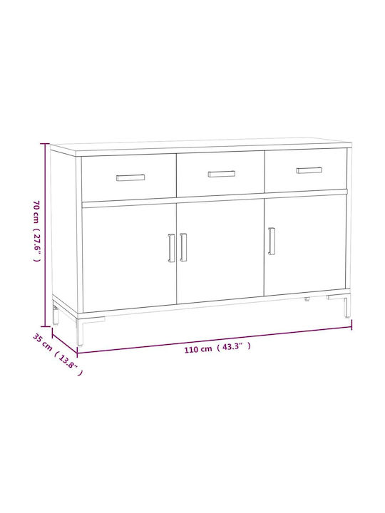 Мебели за съхранение с чекмеджета Черен 110x35x70см