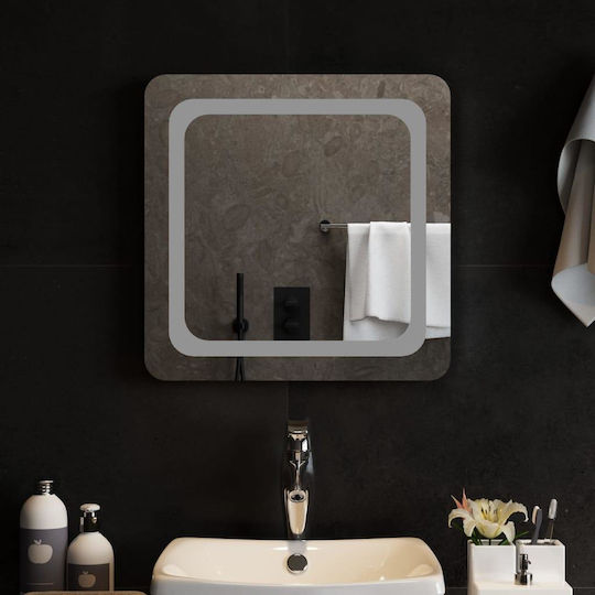 vidaXL Square Bathroom Mirror Led 50x50cm Transparent
