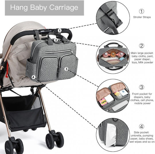 Kono Diaper Handbag Gray 32x12x26cm