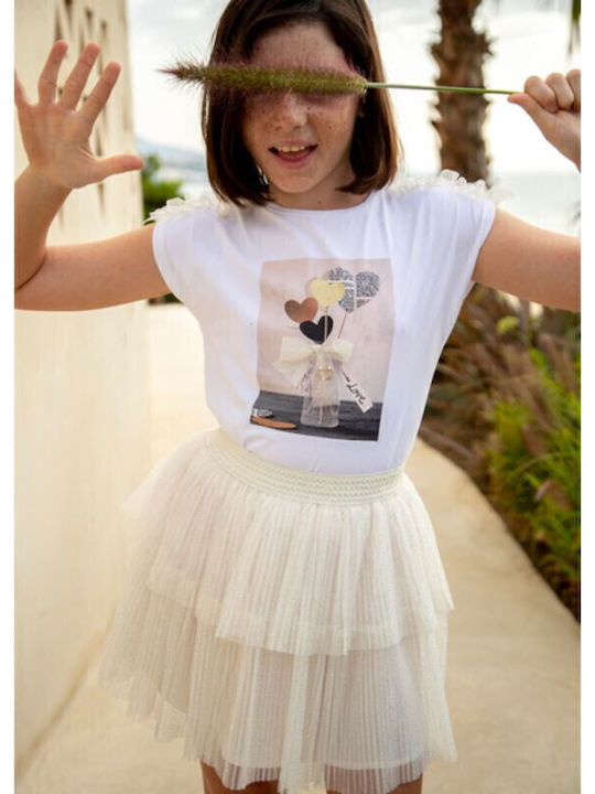 Kids' Tulle Tutu Skirt Monochrome Beige